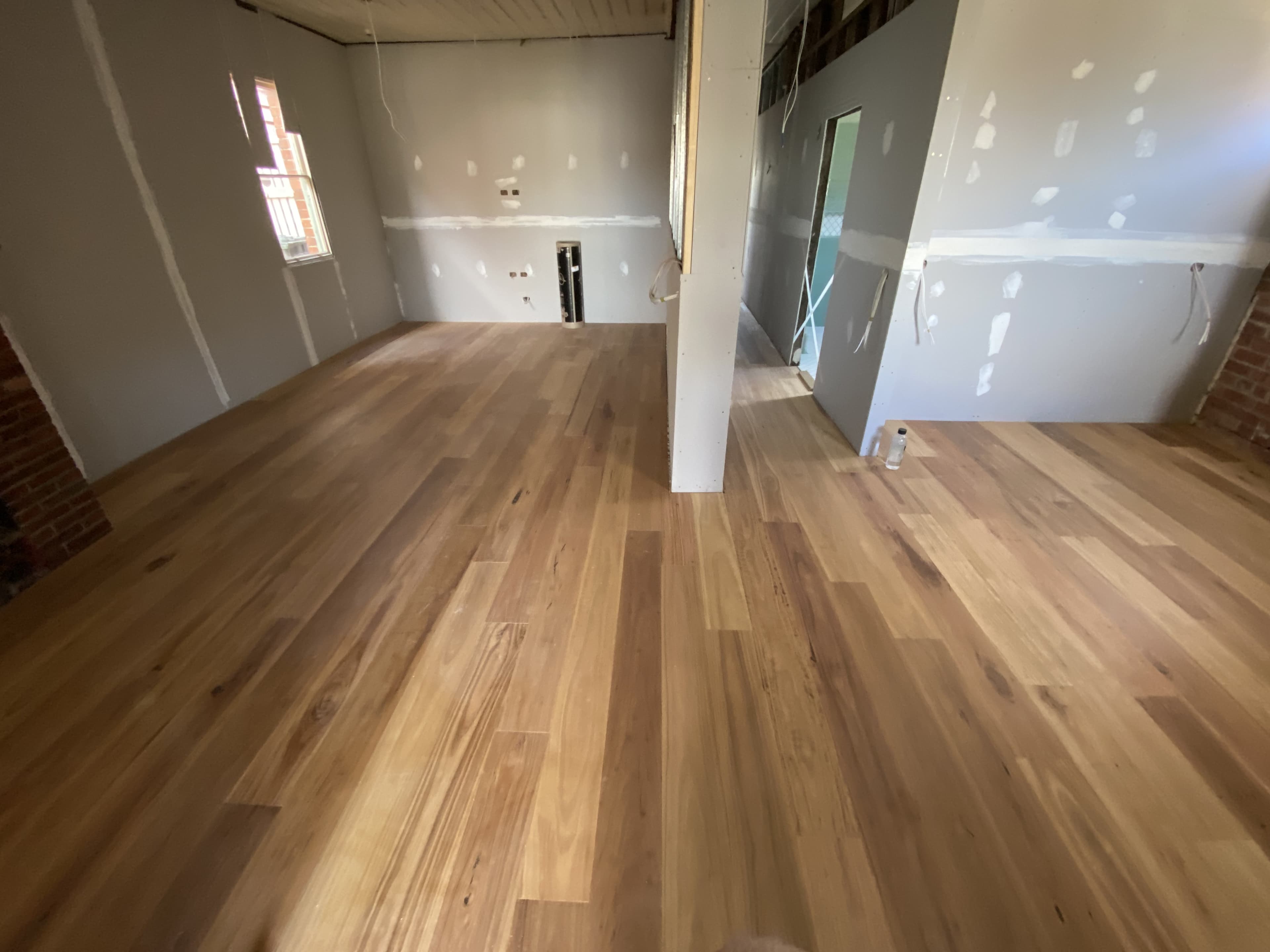 Warm natural timber plank flooring commercial renovation Melbourne